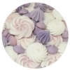 Posypka na tort bezy beziki dekoracja urodziny fioletowy biały